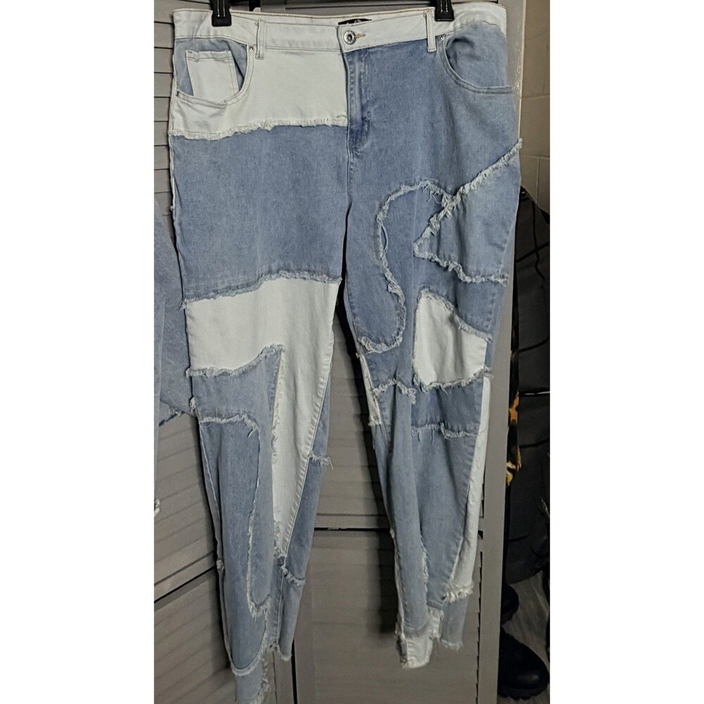 Ashley Stewart Distressed Patchwork  Denim Jeans Size 20